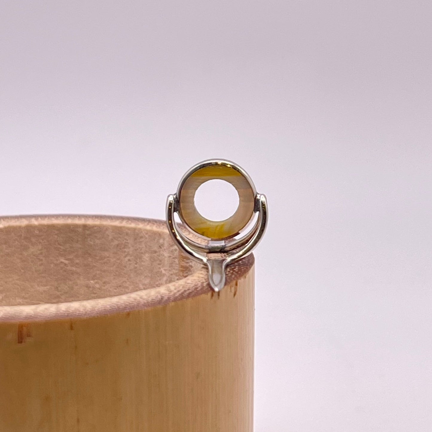 9mm Yellow/Clear Banded Agate Fly Rod Stripping Guide - Bright Nickel Silver Frame #0094