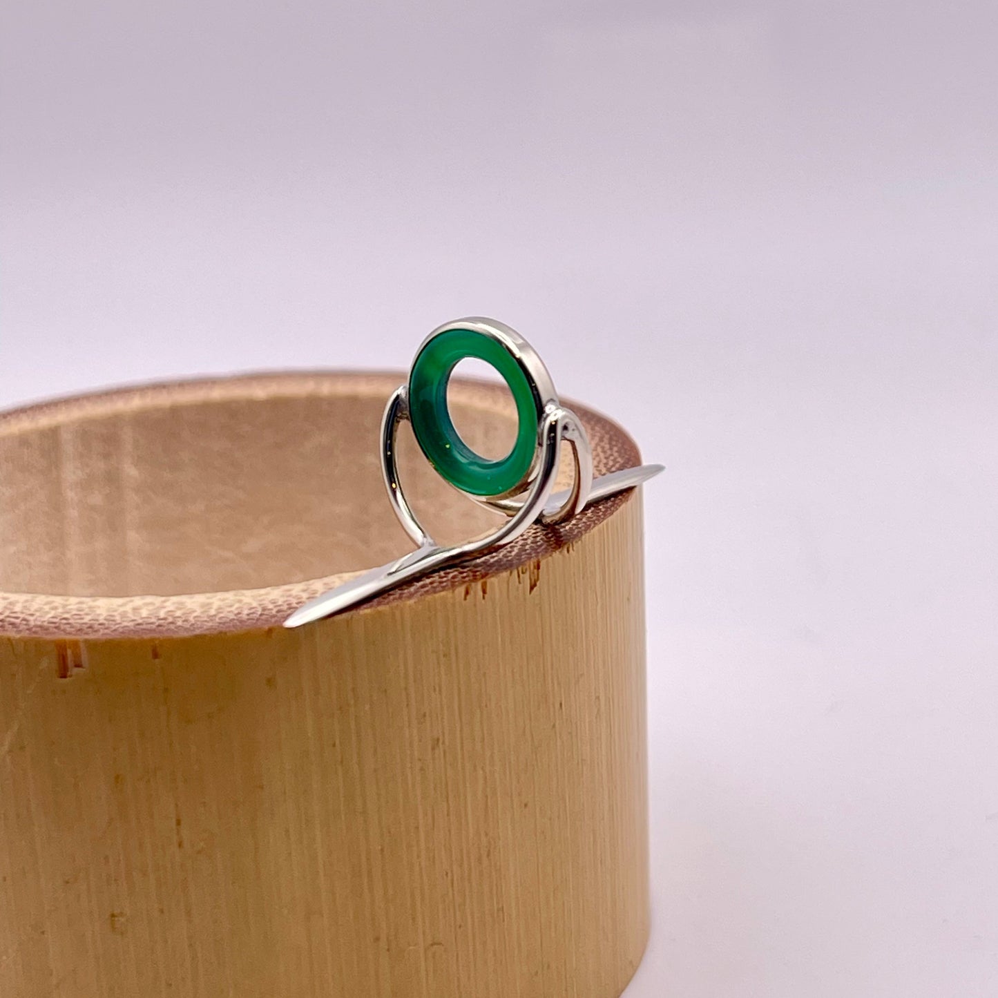 10mm Green Agate Fly Rod Stripping Guide - Bright Nickel Silver Frame #0089