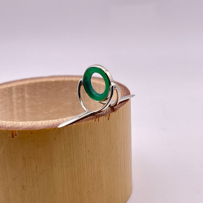 10mm Green Agate Fly Rod Stripping Guide - Bright Nickel Silver Frame #0089
