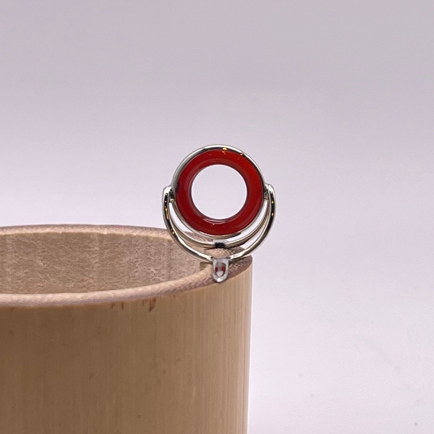 12mm Red Agate Fly Rod Stripping Guide - Bright Nickel Silver Frame #0095 - MADE TO ORDER