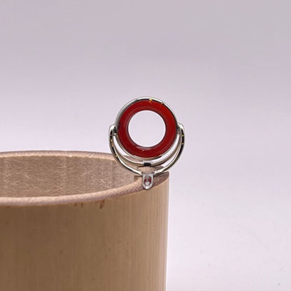 12mm Red Agate Fly Rod Stripping Guide - Bright Nickel Silver Frame #0095 - MADE TO ORDER