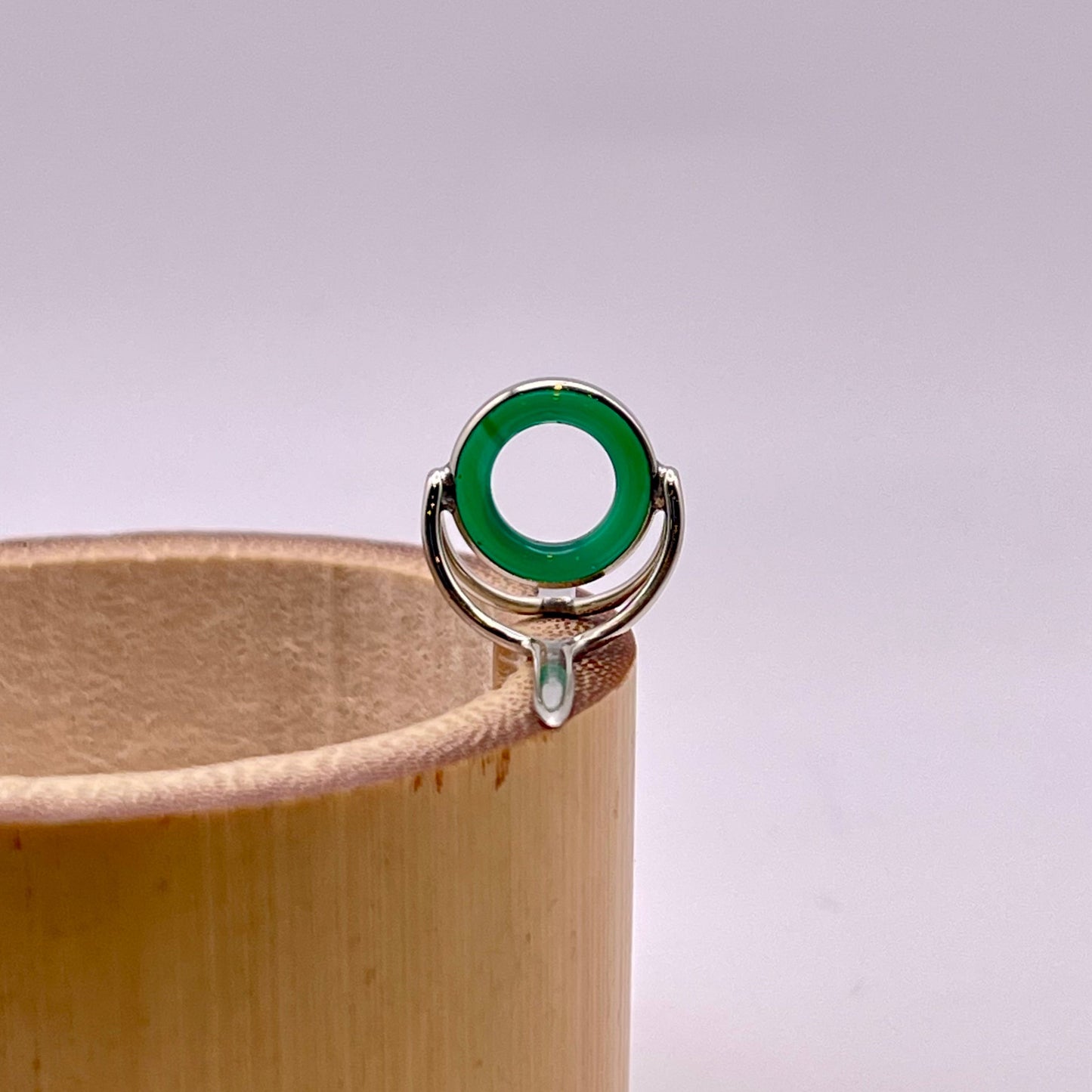 10mm Green Agate Fly Rod Stripping Guide - Bright Nickel Silver Frame #0089