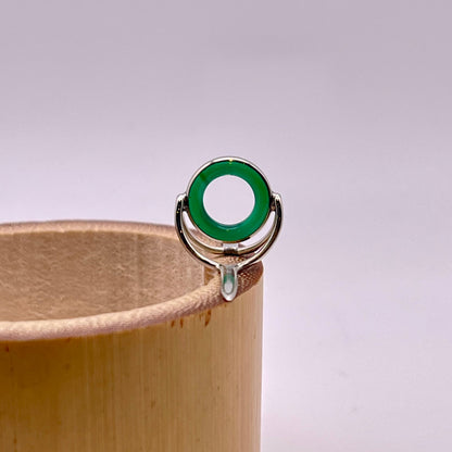 10mm Green Agate Fly Rod Stripping Guide - Bright Nickel Silver Frame #0089