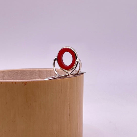 10mm Red Agate Fly Rod Stripping Guide - Bright Nickel Silver Frame #0104