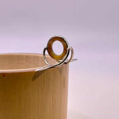 10mm Banded Agate Fly Rod Stripping Guide - Bright Nickel Silver Frame #0073