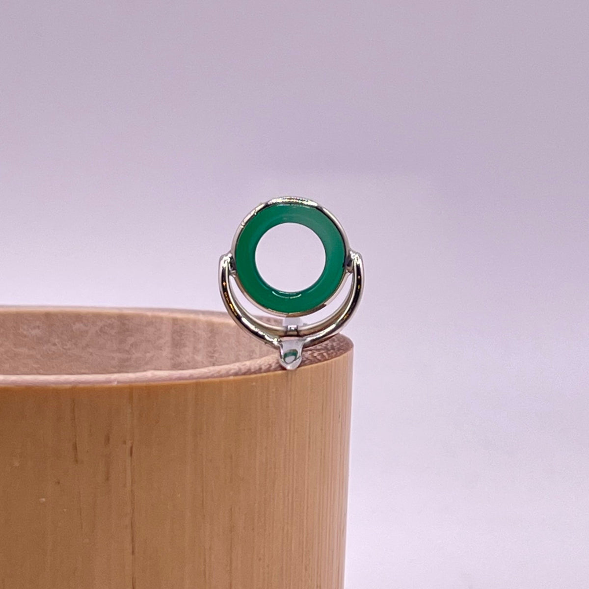 10mm Green Agate Fly Rod Stripping Guide - Dark Nickel Silver Frame  #0116