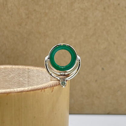 10mm Green Agate Fly Rod Stripping Guide - Bright Nickel Silver Frame #0058