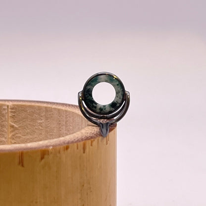 9mm Moss Agate Fly Rod Stripping Guide - Dark Nickel Silver Frame #0097