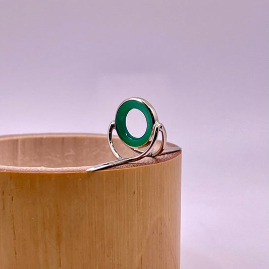 10mm Green Agate Fly Rod Stripping Guide - Dark Nickel Silver Frame  #0116