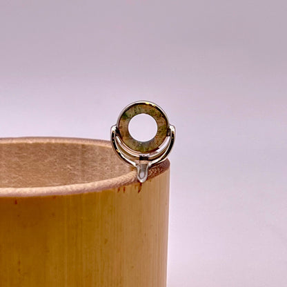 9mm Moss Agate Fly Rod Stripping Guide - Bright Nickel Silver Frame #0093