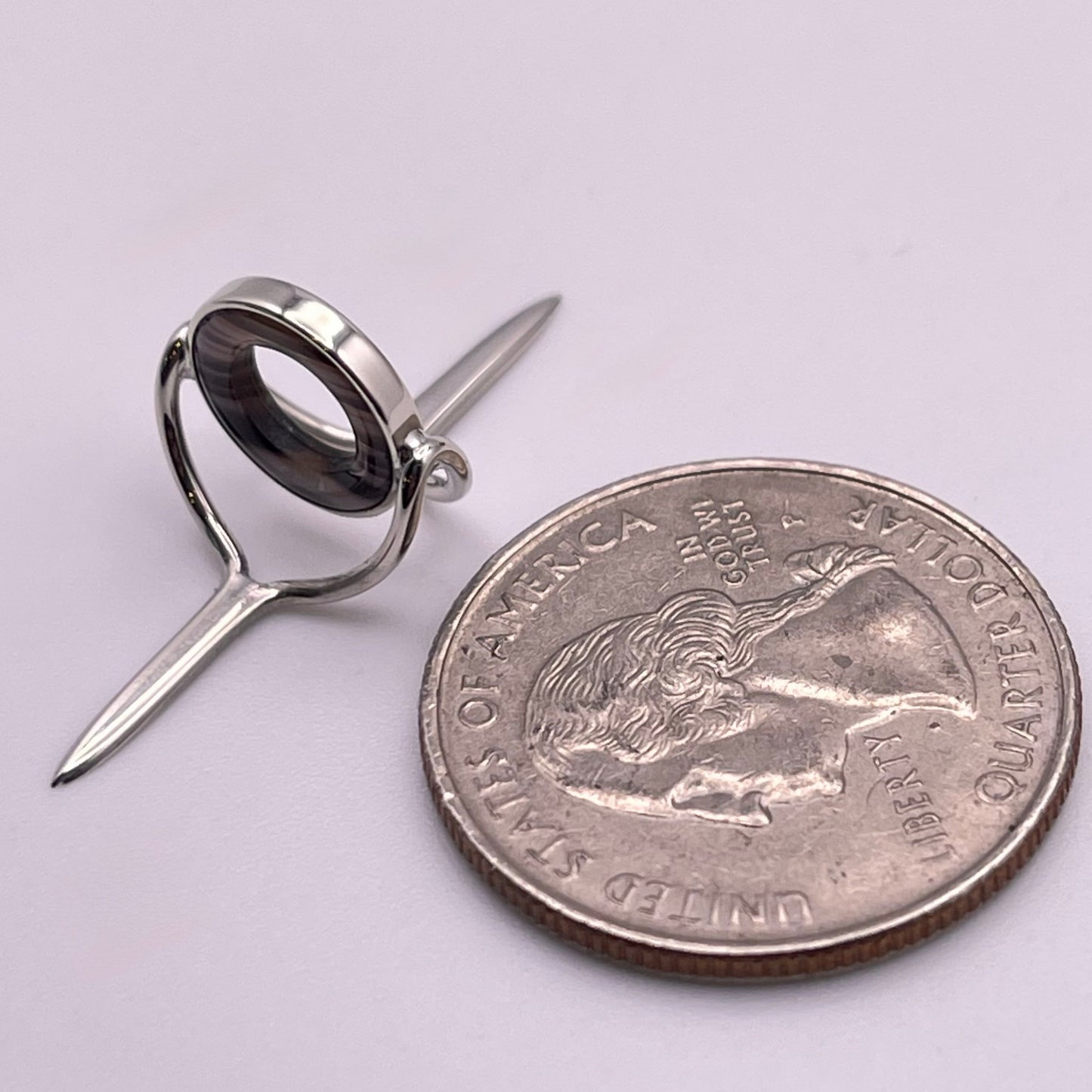 10mm Choice Banded Agate Fly Rod Stripping Guide - Bright Nickel Silver Frame #0100