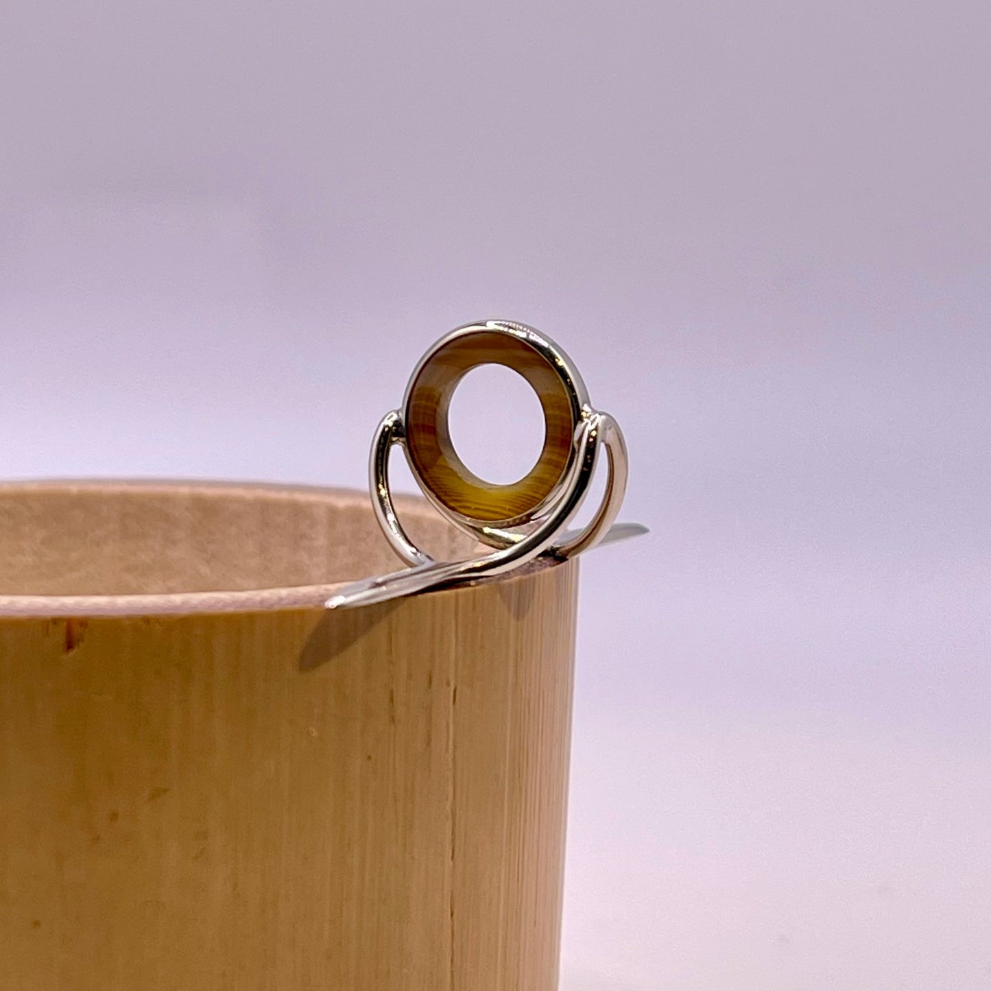 10mm Banded Agate Fly Rod Stripping Guide - Bright Nickel Silver Frame #0073