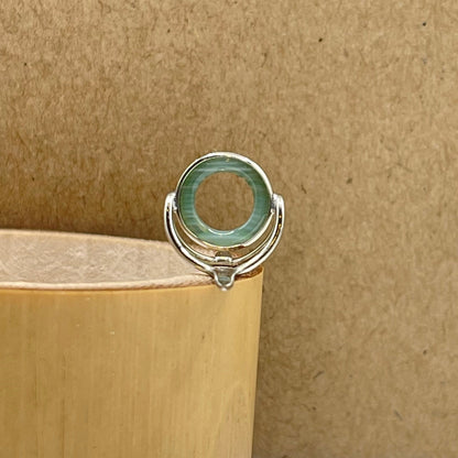 10mm Choice Green Banded Agate Fly Rod Stripping Guide - Bright Nickel Silver Frame #0119