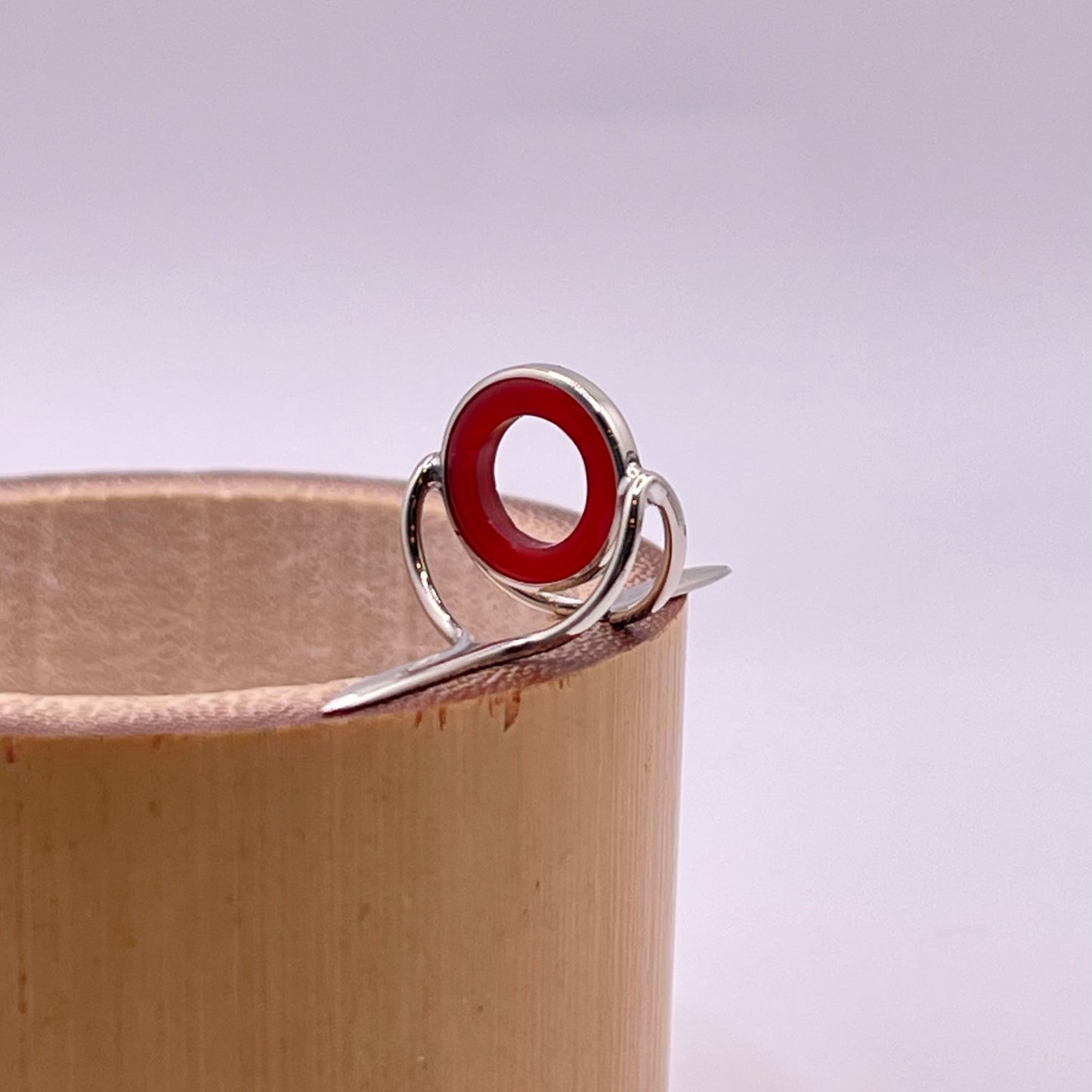 10mm Red Agate Fly Rod Stripping Guide - Bright Nickel Silver Frame #0060