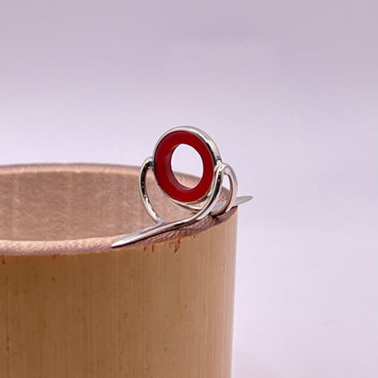 10mm Red Agate Fly Rod Stripping Guide - Bright Nickel Silver Frame #0060