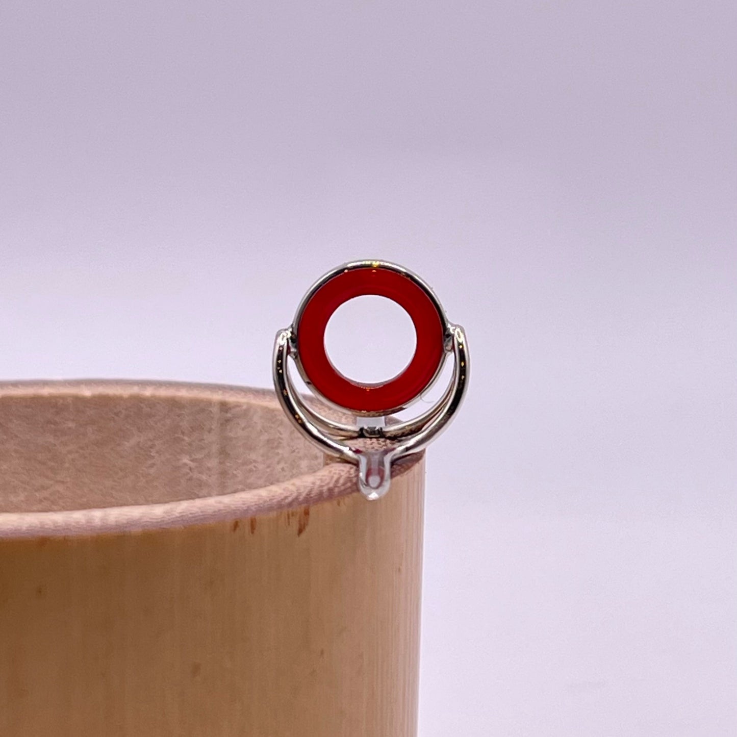 10mm Red Agate Fly Rod Stripping Guide - Bright Nickel Silver Frame #0060