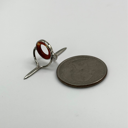 10mm Red Agate Fly Rod Stripping Guide - Bright Nickel Silver Frame
