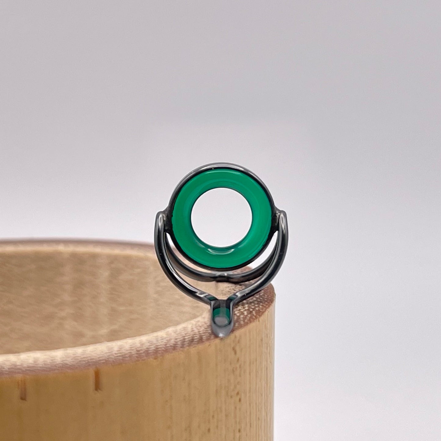 10mm Green Agate Fly Rod Stripping Guide - Dark Nickel Silver Frame