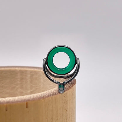 10mm Green Agate Fly Rod Stripping Guide - Dark Nickel Silver Frame