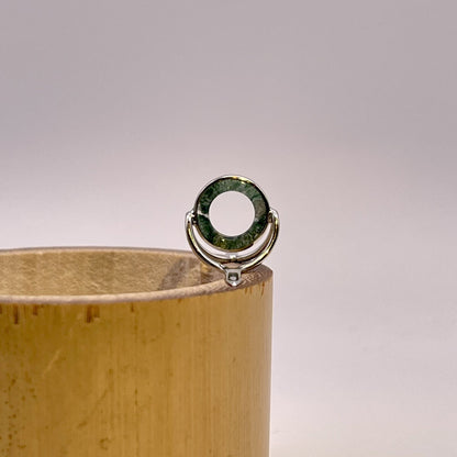 10mm Moss Agate Fly Rod Stripping Guide - Bright Nickel Silver Frame