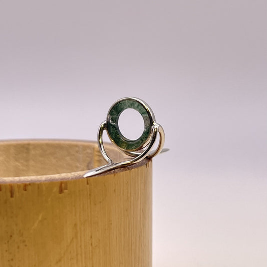 10mm Moss Agate Fly Rod Stripping Guide - Bright Nickel Silver Frame