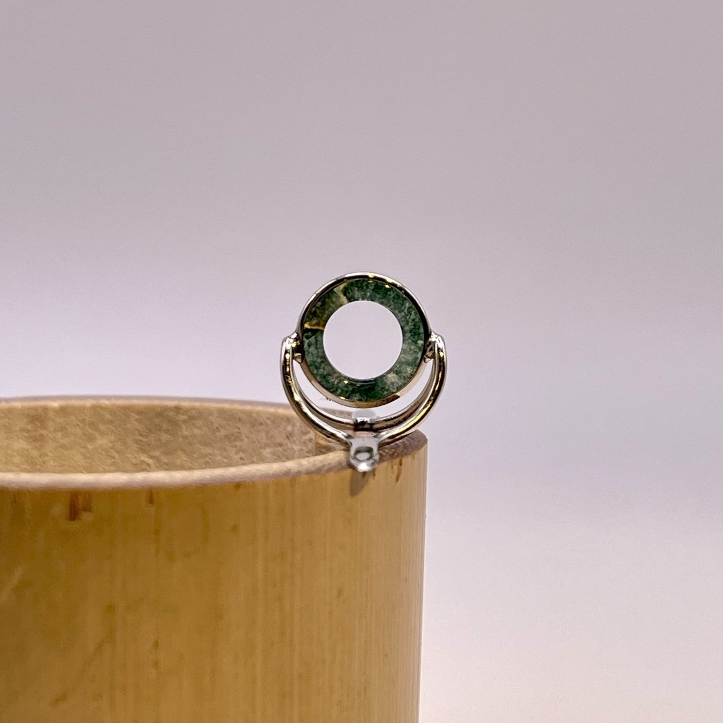 10mm Moss Agate Fly Rod Stripping Guide - Bright Nickel Silver Frame