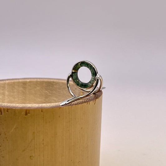 10mm Moss Agate Fly Rod Stripping Guide - Bright Nickel Silver Frame
